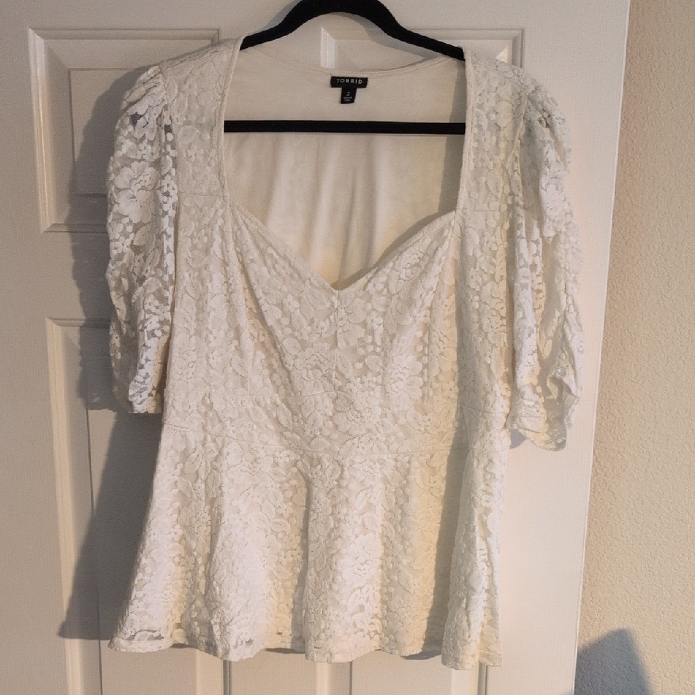 Torrid Ivory Lace Peplum Blouse